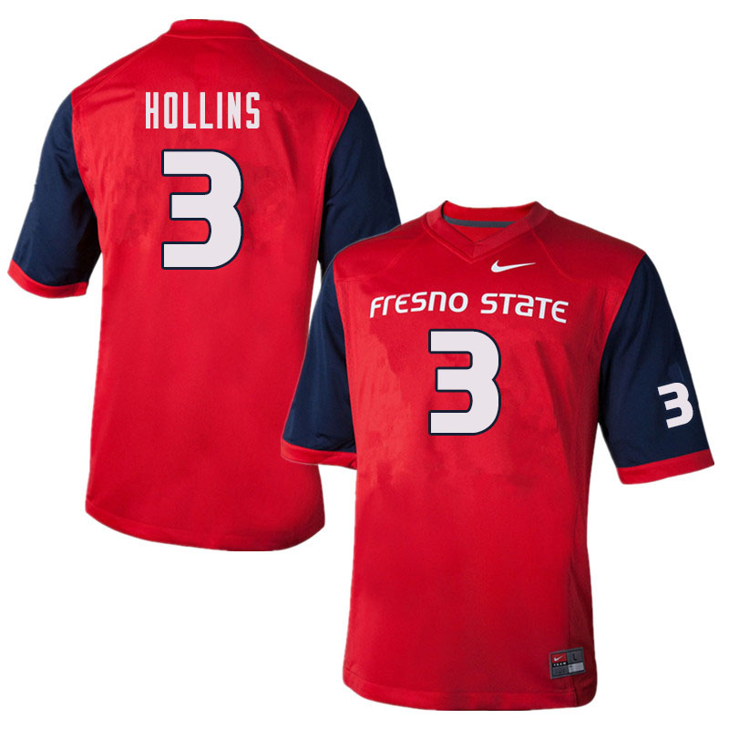 Men #3 Jacob Hollins Fresno State Bulldogs College Football Jerseys Sale-Red
